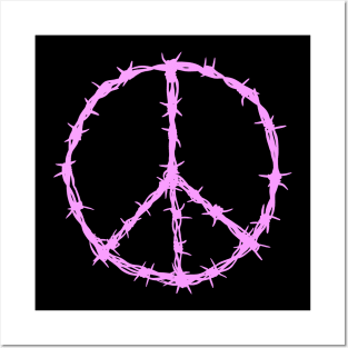 Barbed Wire Peace Sign (pink) Posters and Art